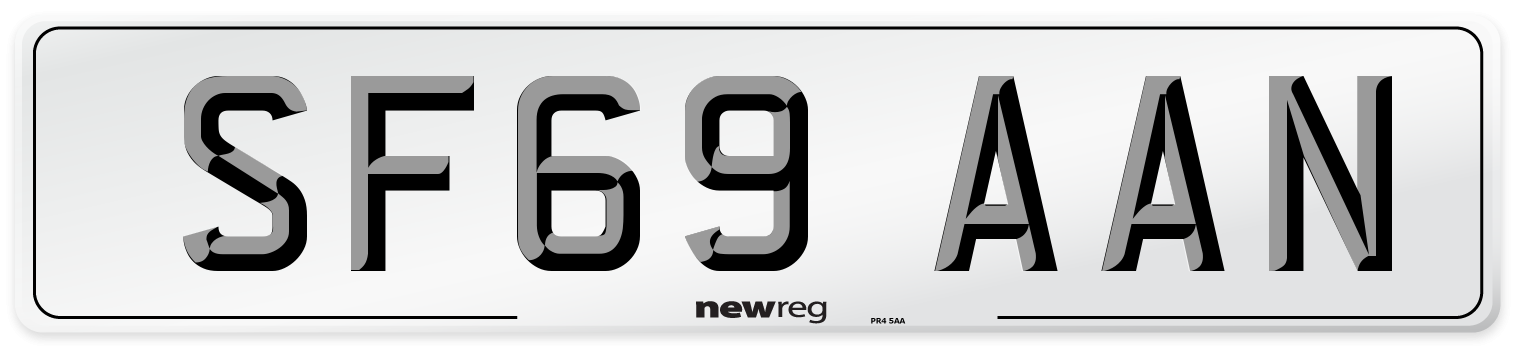 SF69 AAN Number Plate from New Reg